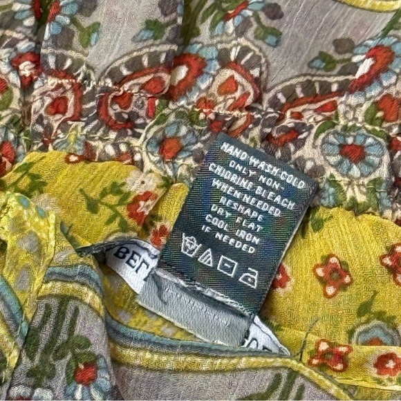 Isabella Rodriguez Yellow Floral Lace Ruffled Short Sleeve Blouse Top Small - Picture 8 of 11